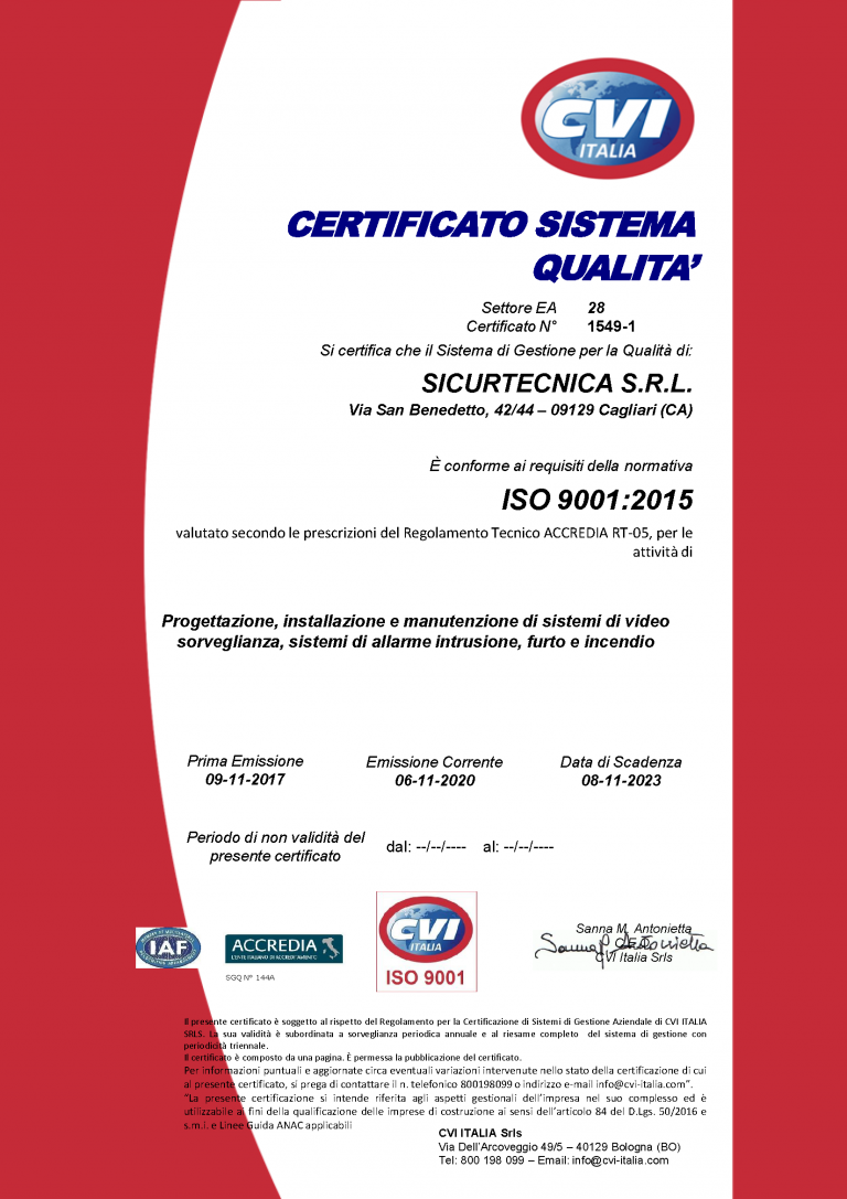 1549-1 - SICURTECNICA S.R.L. 9001_15